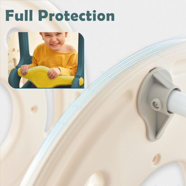 4-in-1 Kids Bus Playhouse Slide Set with Basketball Hoop & Climber, Indoor & Outdoor HDPE Play Center for Children Ages 3-8, Safe Non-Toxic Material, Easy Assembly (Green) - Image 9