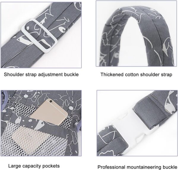 Toddler Hip Carrier, Baby Soft Carrier, 4-in-1 Carrier, Light and Airy Baby Carrier, Front and Back Carry Baby Holder with Adjustable Waist Belt and Ergonomic Seat for to Toddler - Image 6