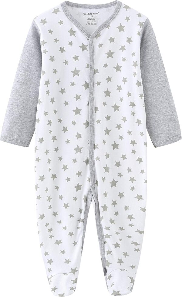 Kiddiezoom Baby Boys' Rompers Snug Fit Footed Cotton Pajamas Long Sleeve Onsises Sleepsuit - Image 2