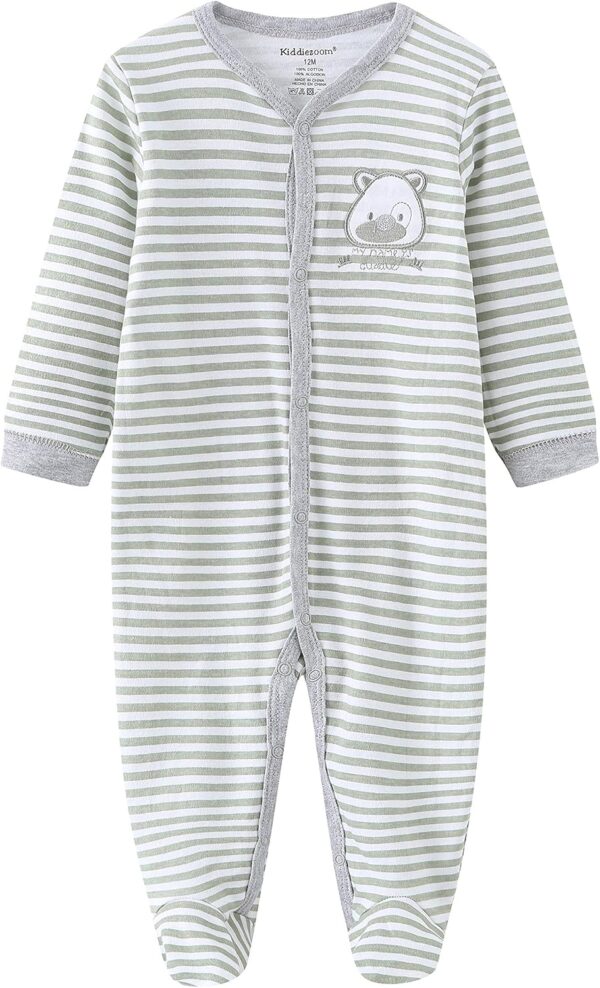 Kiddiezoom Baby Boys' Rompers Snug Fit Footed Cotton Pajamas Long Sleeve Onsises Sleepsuit - Image 4