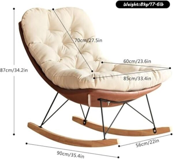 Modern Glider Rocker Chair,Upholstered Rocker Chair Glider Chair,Indoor Upholstered Rocking Chair,for Living Room Bedroom(Orange) - Image 2