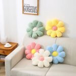Flower Floor Throw Pillow Soft Seating Cushion Daisy Flower Seating Cushion Plush Pillow Cute Room Decoration for Girls Kids (23.6'',Pink) - Image 2