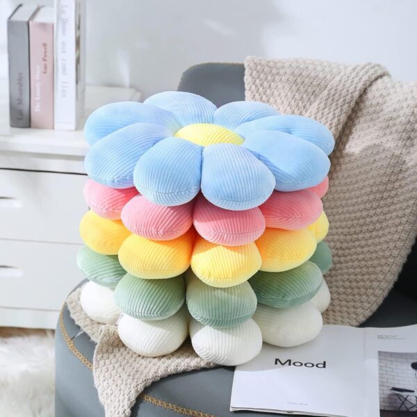 Flower Floor Throw Pillow Soft Seating Cushion Daisy Flower Seating Cushion Plush Pillow Cute Room Decoration for Girls Kids (23.6'',Pink) - Image 5