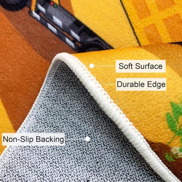 USTIDE Large Round Kids Rug Construction Vehicles Playroom Rug Digger Mixer Car Rug Nonslip Washable Rug Bedroom Kids Room Nursery,63inch - Image 4