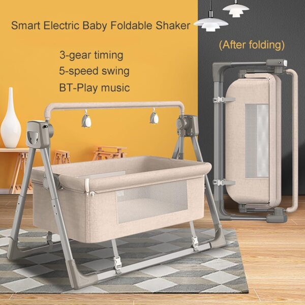 Electric Baby Swing Cradle Rocker with Adjustable Bedside Cribs Auto Rocking Recliner Crib Basket for Newborn Infants Safe and Comfortable Baby Bed - Image 3
