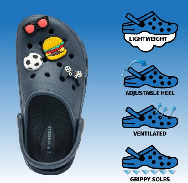 NorthSole Boys Clogs Childrens Sandals with Removable Charms Kids Beach Pool Shoes - Image 2