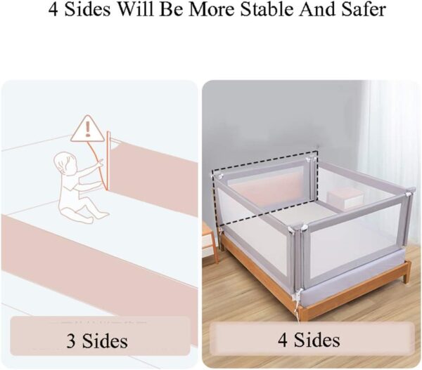 FOGUO Extra Long Safety Bed Rails for Toddlers, Bed Rail Guard for Crib, Vertical Lifting with Double Lock, Made of Mesh, for Kids Twin, Double, Queen & King Size, 4 Sides - Image 5