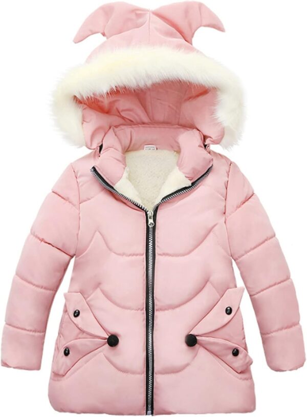 Toddler Kids Baby Girls Warm Winter Snowsuit Jacket Outerwear Clothes Zipper Thick Removable Hooded Snow Wear Coat Outwear Costs for Kids - Image 2