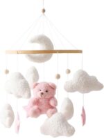 FROVOL Baby Crib Mobile For Boys Girls, Boho Nursery Baby Mobile For Crib, Cute Bear Velvet Rotated Hangi Decor, Nursery 360°