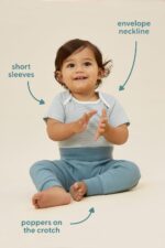 MORI Baby - Unisex Infant Bodysuit with Envelope Neckline - Premium Short Sleeve Bodysuit Crafted from Organic Cotton and Bamboo - Ideal for Warm Days - Image 2