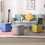 Storage Foot Stool Cube Ottoman - Purple Bench Seat with Organizer Box, Toy Box, Tray, Chest, Shoe Bench, Pouf Seat - Versatile Furniture Piece - Image 2