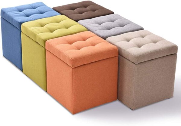 Storage Foot Stool Cube Ottoman - Purple Bench Seat with Organizer Box, Toy Box, Tray, Chest, Shoe Bench, Pouf Seat - Versatile Furniture Piece - Image 6