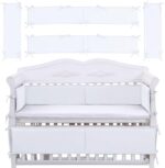 ohfruit Crib Rail Covers 52” Long Panel & 27” Short Panel Protect Your Baby's Crib Prevent Collisions Solid Color Heightened Crib Rail Covers White - Image 3