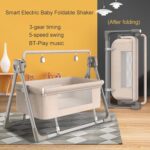 Electric Baby Swing,Bedside Bassinet, baby Rocker,Rocking Chair,Adjustable Bedside Cribs,Automatic Rocking Recliner Crib Basket, Baby Safe Bed,Best Baby Bed For Infant Newborn Unisex ( Color : Khaki ) - Image 2