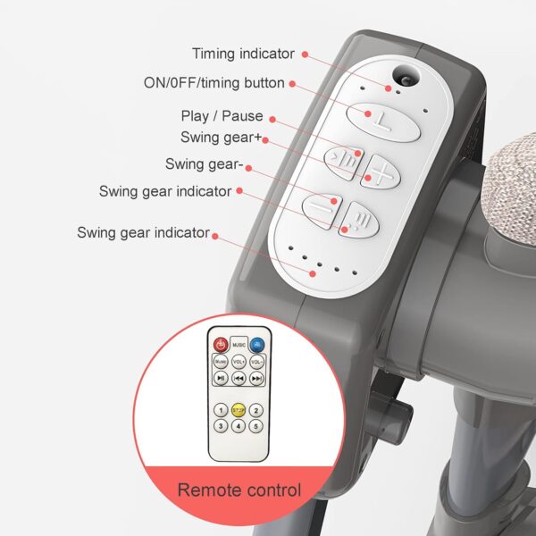 Electric Baby Swing,Bedside Bassinet, baby Rocker,Rocking Chair,Adjustable Bedside Cribs,Automatic Rocking Recliner Crib Basket, Baby Safe Bed,Best Baby Bed For Infant Newborn Unisex ( Color : Khaki ) - Image 5