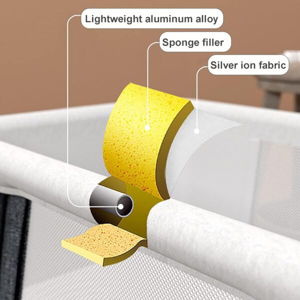 Electric Baby Swing,Bedside Bassinet, baby Rocker,Rocking Chair,Adjustable Bedside Cribs,Automatic Rocking Recliner Crib Basket, Baby Safe Bed,Best Baby Bed For Infant Newborn Unisex ( Color : Khaki ) - Image 8