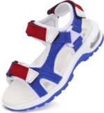 Kids Sandals Boys Sports Outdoor Sandal Athletic Air Cushion Beach Shoes Hook and Loop Summer Footwear for Holidays, Walking, Camping, Travelling