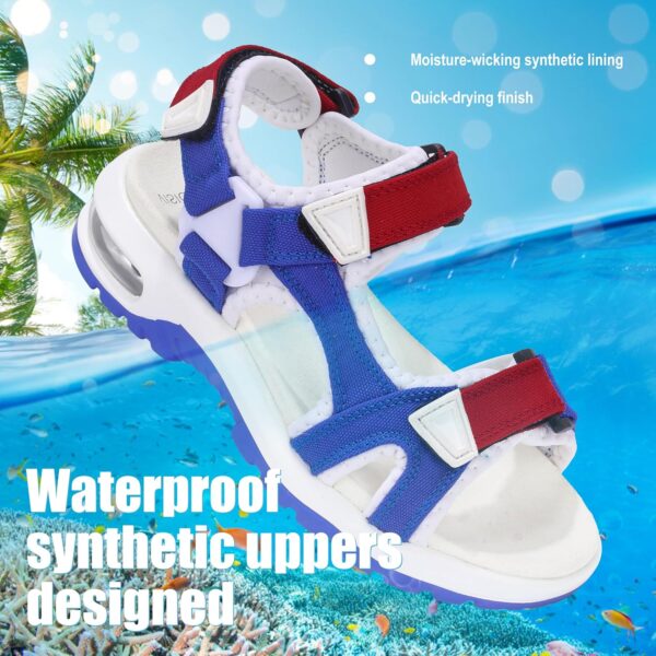 Kids Sandals Boys Sports Outdoor Sandal Athletic Air Cushion Beach Shoes Hook and Loop Summer Footwear for Holidays, Walking, Camping, Travelling - Image 4