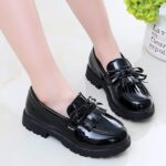 TDEOK Girls' Slip On Loafer Tassel Bow School Dress Shoes for Girls Trainers Boy 26 - Image 2