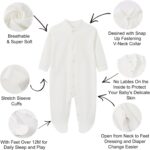 BINIDUCKLING Baby Boys Girls Snap-Up Sleepsuit, Cotton Baby Footed Pajamas - Long Sleeve Baby Grows Sleepwear for 0-12 Months, 2-Pack - Image 3
