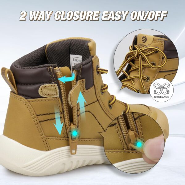 Eggseed Boys Athletic Ankle Boots Slip-Resistant Toe-Protective Trainers Brown Sizes 8.5UK Toddler-11UK Little Kids - Image 3