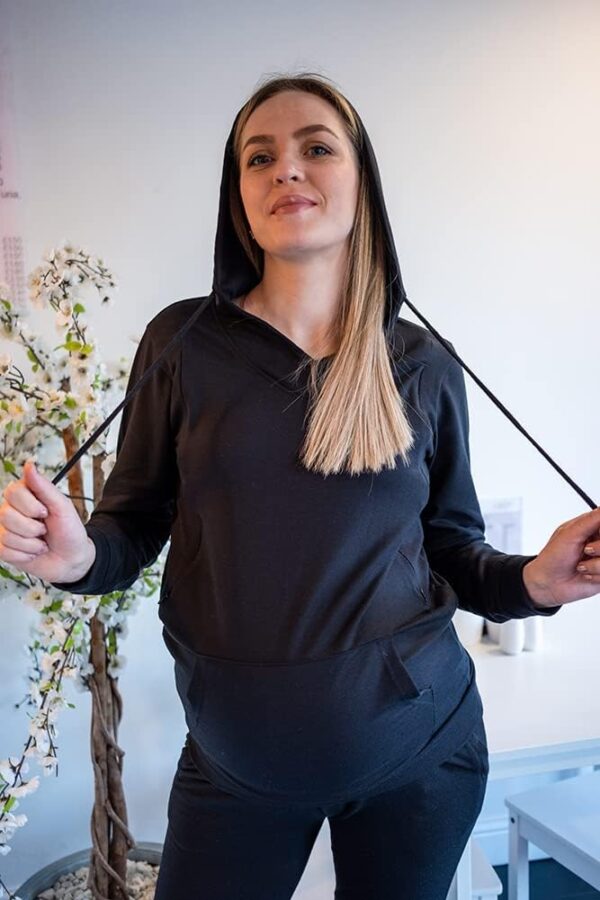Mamatoto Maternity Nursing Hoodie Soft Feel Pregnancy and Breastfeeding Sweatshirt with Kangaroo Pocket - Image 8