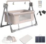 Electric Baby Swing, baby Rocker, Adjustable Bedside Cribs, Rocking Chair Electric Cradle Baby Swing, Automatic Recliner Crib Basket, Baby Safe Bed, Best Baby BedInfant Newborn Unisex, Khaki