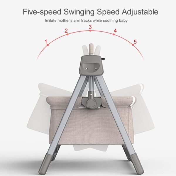 Electric Baby Swing, baby Rocker, Adjustable Bedside Cribs, Rocking Chair Electric Cradle Baby Swing, Automatic Recliner Crib Basket, Baby Safe Bed, Best Baby BedInfant Newborn Unisex, Khaki - Image 5