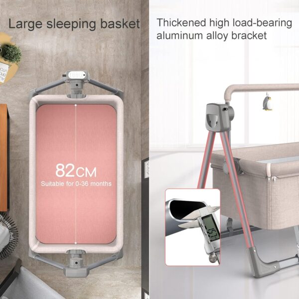 Electric Baby Swing, baby Rocker, Adjustable Bedside Cribs, Rocking Chair Electric Cradle Baby Swing, Automatic Recliner Crib Basket, Baby Safe Bed, Best Baby BedInfant Newborn Unisex, Khaki - Image 8