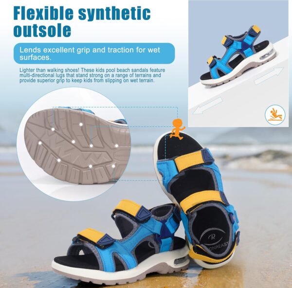 Kids Sandals Boys Sports Outdoor Sandal Athletic Air Cushion Beach Shoes Hook and Loop Summer Footwear for Holidays, Walking, Camping, Travelling - Image 3