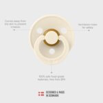 BIBS Colour Soother 2-Pack, BPA Free Dummy Pacifier, Round Nipple. Natural Rubber Latex, Made in Denmark. 0-6 Months (Pack of 2), Sand/Iron - Image 5