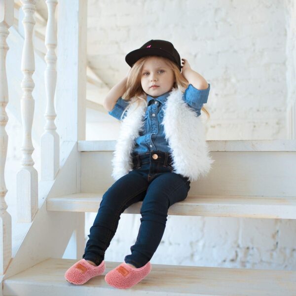 Dream Bridge Kids Sherpa Fleece Slippers with Anti-Slip Sole for Boys Girls - Image 2