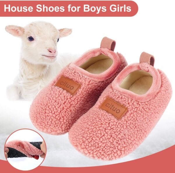 Dream Bridge Kids Sherpa Fleece Slippers with Anti-Slip Sole for Boys Girls - Image 7
