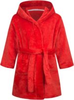 Kids' Bathrobe Hooded Flannel Solid Color Lounge Kids' Nightgown Pajamas Pyjamas For Kids Boys 13‐14 Sleepwear For Girls (Red, 2-3 Years)