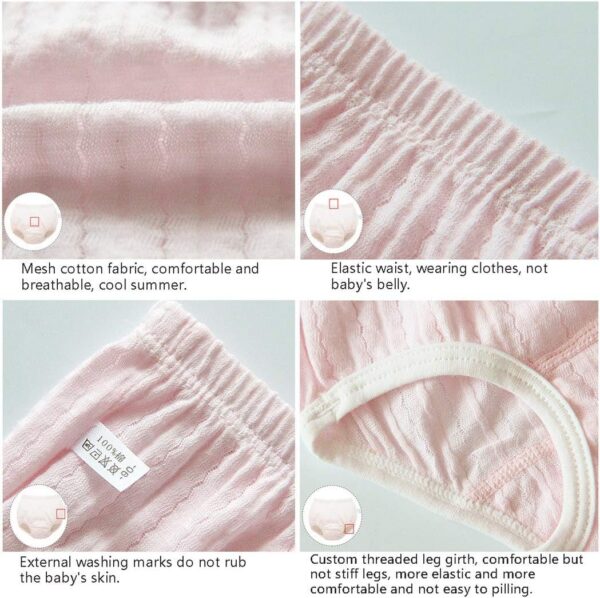 Premewish 4 Pack Baby Girls Underwear Kids Cotton Knickers Briefs Toddlers Summer Bloomers Training Pants Solid Color Diaper Cover for Infant Toddler 12-18 Months and 2-6 Years Old - Image 5