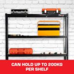 Rhino Racking - 4 Bays - 5 Tier Heavy-Duty Industrial Storage Shelves - Black - 180x120x60cm - Image 3