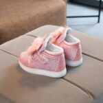 Girls Light Up Trainers Cute Furry Bunny Slip On Toddler High Top Sneakers Casual Soft Flat Sole Kids Fashion Sequins Shoes Outdoor Lightweight Boot - Image 5