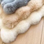 Faux Fur Rabbit Hair Carpets Square Chair Cover Seat Cushion Pad, 12x12 inch Luxurious Rabbit Fur Small Area Rugs Fluffy Floor Mat for Living Sofa, Bedroom Living Kids Room (Khaki Tie-dye) - Image 2