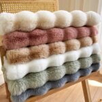 Faux Fur Rabbit Hair Carpets Square Chair Cover Seat Cushion Pad, 12x12 inch Luxurious Rabbit Fur Small Area Rugs Fluffy Floor Mat for Living Sofa, Bedroom Living Kids Room (Khaki Tie-dye) - Image 3