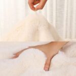 Faux Fur Rabbit Hair Carpets Square Chair Cover Seat Cushion Pad, 12x12 inch Luxurious Rabbit Fur Small Area Rugs Fluffy Floor Mat for Living Sofa, Bedroom Living Kids Room (Khaki Tie-dye) - Image 4