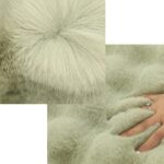 Faux Fur Rabbit Hair Carpets Square Chair Cover Seat Cushion Pad, 12x12 inch Luxurious Rabbit Fur Small Area Rugs Fluffy Floor Mat for Living Sofa, Bedroom Living Kids Room (Khaki Tie-dye) - Image 5