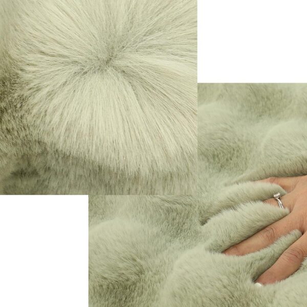 Faux Fur Rabbit Hair Carpets Square Chair Cover Seat Cushion Pad, 12x12 inch Luxurious Rabbit Fur Small Area Rugs Fluffy Floor Mat for Living Sofa, Bedroom Living Kids Room (Khaki Tie-dye) - Image 5