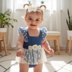 Loalirando Toddler Baby Girl Summer Romper Dress Fly Sleeve Daisy Flower Embroidery Mesh Tulle Tutu Dresses Bodysuit with Headband - Image 3