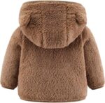 2024 Christmas Newborn Infant Baby Girls Boys Jacket Bear Ears Hooded Outerwear Zipper Warm Fleece Winter Coat Teen Coats Boys (Coffee, 0-6 Months) - Image 2