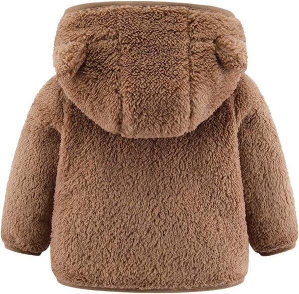 2024 Christmas Newborn Infant Baby Girls Boys Jacket Bear Ears Hooded Outerwear Zipper Warm Fleece Winter Coat Teen Coats Boys (Coffee, 0-6 Months) - Image 2