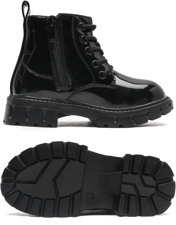 WUIWUIYU Girls' Boys' Kids' Waterproof Lace Up & Side Zipper Short Ankle Boots - Image 3