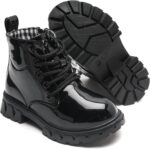 WUIWUIYU Girls' Boys' Kids' Waterproof Lace Up & Side Zipper Short Ankle Boots - Image 5