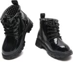 WUIWUIYU Girls' Boys' Kids' Waterproof Lace Up & Side Zipper Short Ankle Boots - Image 7