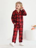 Naiyafly Kids Pajamas Set Plaid Button Down Pyjamas for Girls Boys Toddler Christmas Sleepwear Baby PJS 2 Piece Shirts Tops Pants Nightwear Homewear 18 Months - 6 Years - Image 2