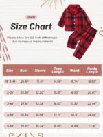Naiyafly Kids Pajamas Set Plaid Button Down Pyjamas for Girls Boys Toddler Christmas Sleepwear Baby PJS 2 Piece Shirts Tops Pants Nightwear Homewear 18 Months - 6 Years - Image 5